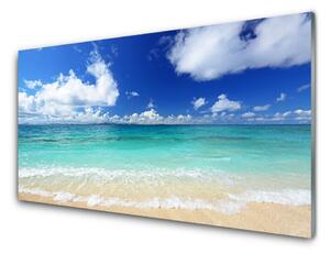 Quadro acrilico Paesaggio della spiaggia del mare 100x50 cm 2 appendini