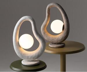 OPUS LUMETTO DA TAVOLO GRIGIO O BIANCO IN POLIRESINA POROSA LAMPADINA ATTACCO G9 DESIGN MODERNO
