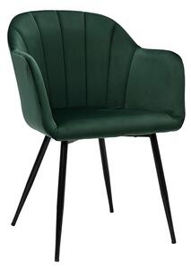 Sedia design in velluto verde e base metallo nero MILLY