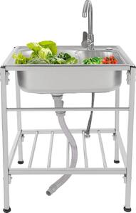 Lavabo, design indipendente, rubinetto acqua calda e fredda, argento