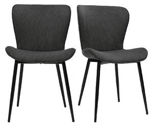 Sedie design in velluto a coste grigio scuro e metallo nero (set di 2) ADDICT