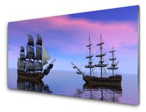 Quadro su vetro Barche Mare Paesaggio 100x50 cm 2 appendini