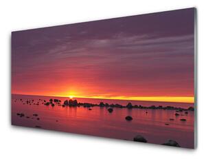 Quadro su vetro Paesaggio del sole del mare 100x50 cm 2 appendini