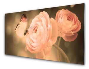 Quadro su vetro Farfalla Rose Natura 100x50 cm