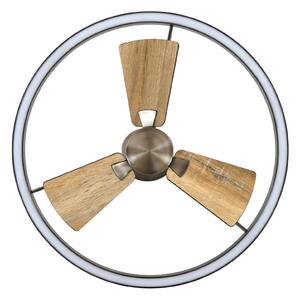 Beacon Lighting Ventilatore da soffitto LED Cessna, nichel/rovere, CC, silenzioso dimmerabile, Alluminio / Grigio / Zincato, Soggiorno / Sala da pranzo, Metallo