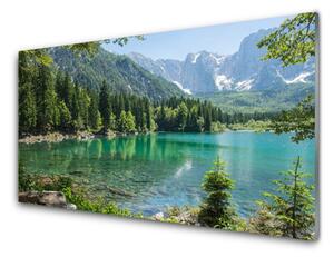 Quadro su vetro acrilico Foresta Natura Lago Montagne 100x50 cm 2 appendini