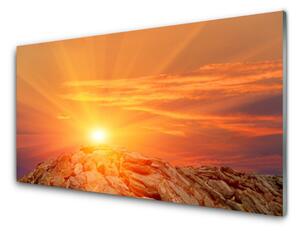 Quadro vetro Sole Cielo Montagna Paesaggio 100x50 cm