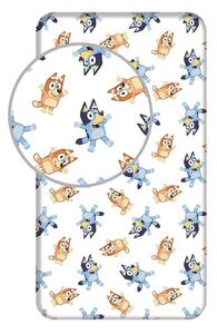 Lenzuolo con angoli per bambini bianco in cotone per letto singolo 90x200 cm Bluey – Jerry Fabrics