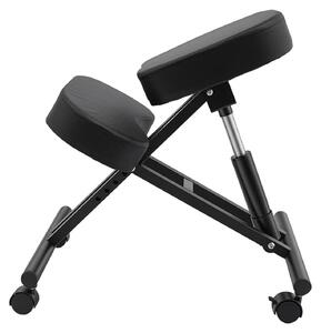 Sedia ergonomica per le ginocchia - Sedia da ufficio - Altezza regolabile da 50 a 60 cm - Portata massima di 100 kg - Struttura in metallo - Ruote con freno - Imbottitura in poliuretano - Colore nero