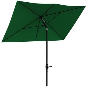 Outsunny Ombrellone da Giardino Rettangolare 2x3 m Inclinabile con Apertura a Manovella, Verde | Aosom Italy