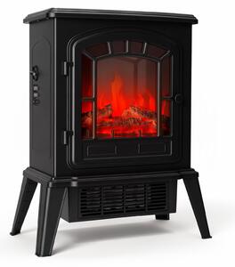 Ikodm Stufa elettrica a pavimento, 900/1800 W, con riscaldamento PTC e fiamma LED