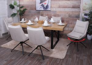 Set di 6 sedie da pranzo HWC-N71, sedia da cucina, girevole a ritorno automatico, tessuto/tessuto (420g/m²) Oeko-Tex ~ crema-beige