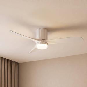 Ventilatore da soffitto LED Lucande Novri, bianco, Ø 132 cm, CCT Novri, Bianco / Opale, Soggiorno / Sala da pranzo, Moderno