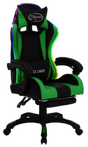 Sedia da gioco con luci LED RGB in ecopelle verde e nera