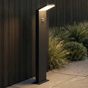 Lucande lampione a LED Nevio, sensore, 60 cm, antracite NEVIO, Nero, Alluminio, Moderno