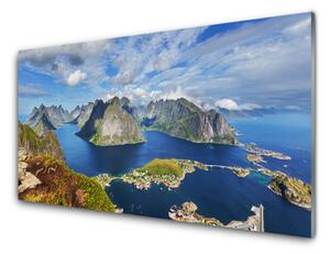 Quadro di vetro Montagne Mare Baia Paesaggio 100x50 cm