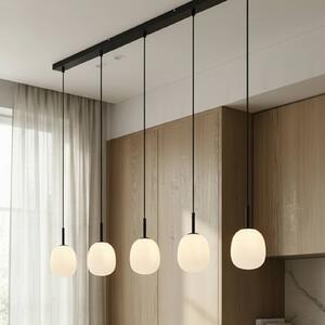 Lampada a sospensione in vetro Etiena Lindby, dimmerabile, Nero, Soggiorno / Sala da pranzo, Vetro, Moderno, Lampada a sospensione