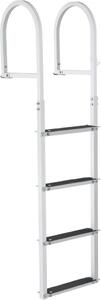 Scaletta 4 gradini rimovibili - portata 227 kg - scaletta in lega di alluminio per barche a pontone - gradini larghi 8 cm - tappetino in gomma antiscivolo - per barche, laghi, piscine e oceani