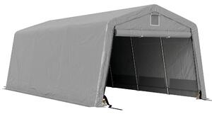 Outsunny Tendone per Auto e Feste con 2 Finestre Laterali, in Acciaio Zincato e PE, 618x265/330x240 cm, Grigio Chiaro|Aosom