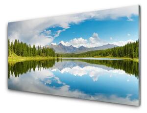 Quadro vetro Foresta Lago Montagne Paesaggio 100x50 cm