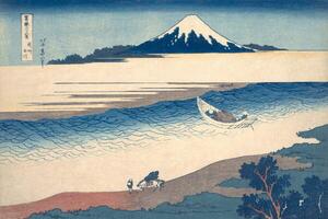 Riproduzione Ukiyo-e Print of the Tama River, Hokusai, Katsushika