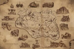 Posters, Stampe The Elder Scrolls V Skyrim - Illustrated Map, (91.5 x 61 cm)