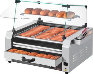 11 grill elettrico a rullo per hot dog - grill a rullo con scalda panini - macchina per grigliare le salsicce