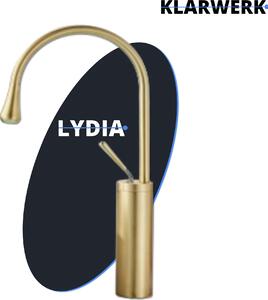 Lydia | Rubinetto per bagno Hotel Gastro Gold | Rubinetto in acciaio inox per lavabi alti | Miscelatore 2 attacchi | Miscelatore alta pressione alto | Bagno