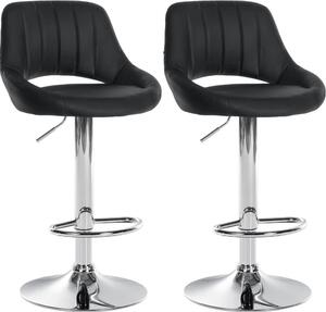Set con 2 sgabelli da bar regolabili - sedute in Pelle finta - girevoli a 360° | Colore: nero | Materiale base: metallo cromato
