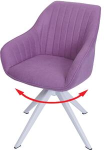 Sedia da pranzo HWC-K27, sedia da cucina Sedia con braccioli, girevole tessuto/tessuto ~ viola