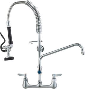 Rubinetto da cucina commerciale con doccetta di prelavaggio - Altezza 63 cm - Bocca girevole da 305 mm - Montaggio a parete - Struttura in ottone - Doccetta estraibile - Per lavello a 1/2/3 scomparti