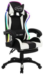 Sedia da gioco con luci LED RGB in ecopelle bianca e nera