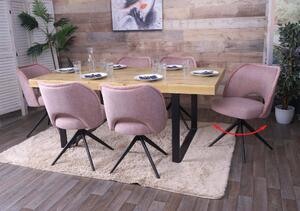 Set di 6 sedie da pranzo HWC-N72, sedia da cucina imbottita, girevole a ritorno automatico, tessuto/tessuto (420g/m²) Oeko-Tex ~ rosa