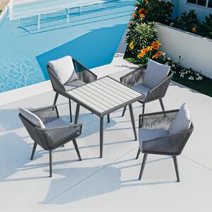 Set da giardino Rainsworth in rattan Composto da 4 poltrone e 1 tavolo con 4 cuscini e 4 cuscini da seduta