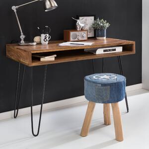 Scrivania solida HARLEM Legno massiccio Sheesham 110 x 60 x 76 cm con ripiano Scrivania per computer in legno massiccio con gambe in metallo Tavolo per PC in legno di design