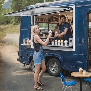 Vetrina di servizio per snack - Servizio di food truck con tenda - 943x943 mm - Stand di vendita mobile - Ideale per eventi e mercati