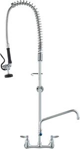 Miscelatore da cucina commerciale con doccetta estraibile prelavello - altezza 118 cm - foro centrale 203 mm - bocca girevole 305 mm - miscelatore in ottone per lavello da incasso - per lavello a 1/2/3 scomparti