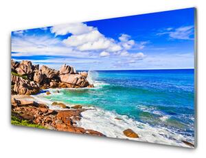 Quadro di vetro Spiaggia Rocce Mare Paesaggio 100x50 cm