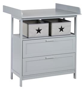 Cassettiera per bambini grigia con fasciatoio 87x100x75 cm Hamburg – Roba