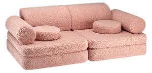 Divano per bambini rosa con rivestimento in bouclé 132 cm Settee – Wigiwama
