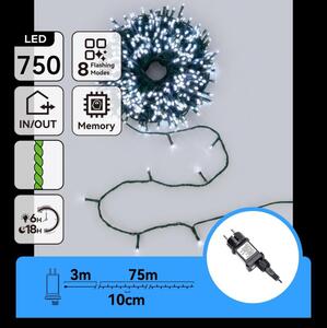 Aigostar - Catena luminosa natalizia LED per esterni 750 LED/8 funzioni 78 m IP44 bianco freddo