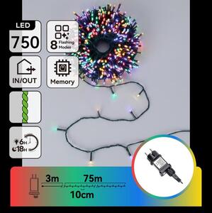 Aigostar - Catena luminosa natalizia LED per esterni 750xLED/8 funzioni 78m IP44 multicolore
