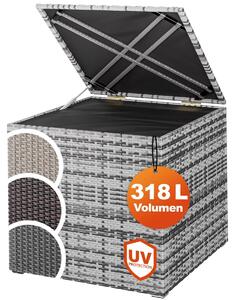 Casaria® Baule da Giardino 318 L Impermeabile 75x75x70cm Contenitore Esterno Polyrattan Grigio