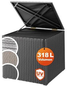 Casaria® Baule da Giardino 318 L Impermeabile 75x75x70cm Contenitore Esterno Polyrattan Nero