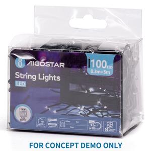 Aigostar - Catena luminosa natalizia LED da esterno 100xLED/8 funzioni 3xAA 5,3m IP44 rosa