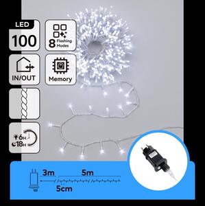 Aigostar - Catena luminosa natalizia da esterno 100xLED/8 funzioni 5,3m IP44 bianco freddo