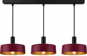 Lampadario sospeso a cavo HAKI 3xE27/60W/230V bordeaux/nero
