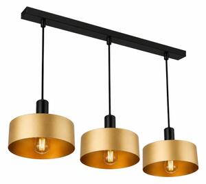 Lampadario a sospensione con cavo HAKI 3xE27/60W/230V oro/nero