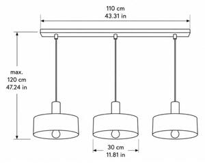 Lampadario a sospensione con cavo HAKI 3xE27/60W/230V oro/nero