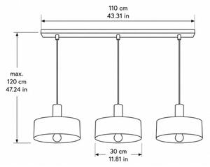 Lampadario a sospensione su cavo HAKI 3xE27/60W/230V marrone/nero
